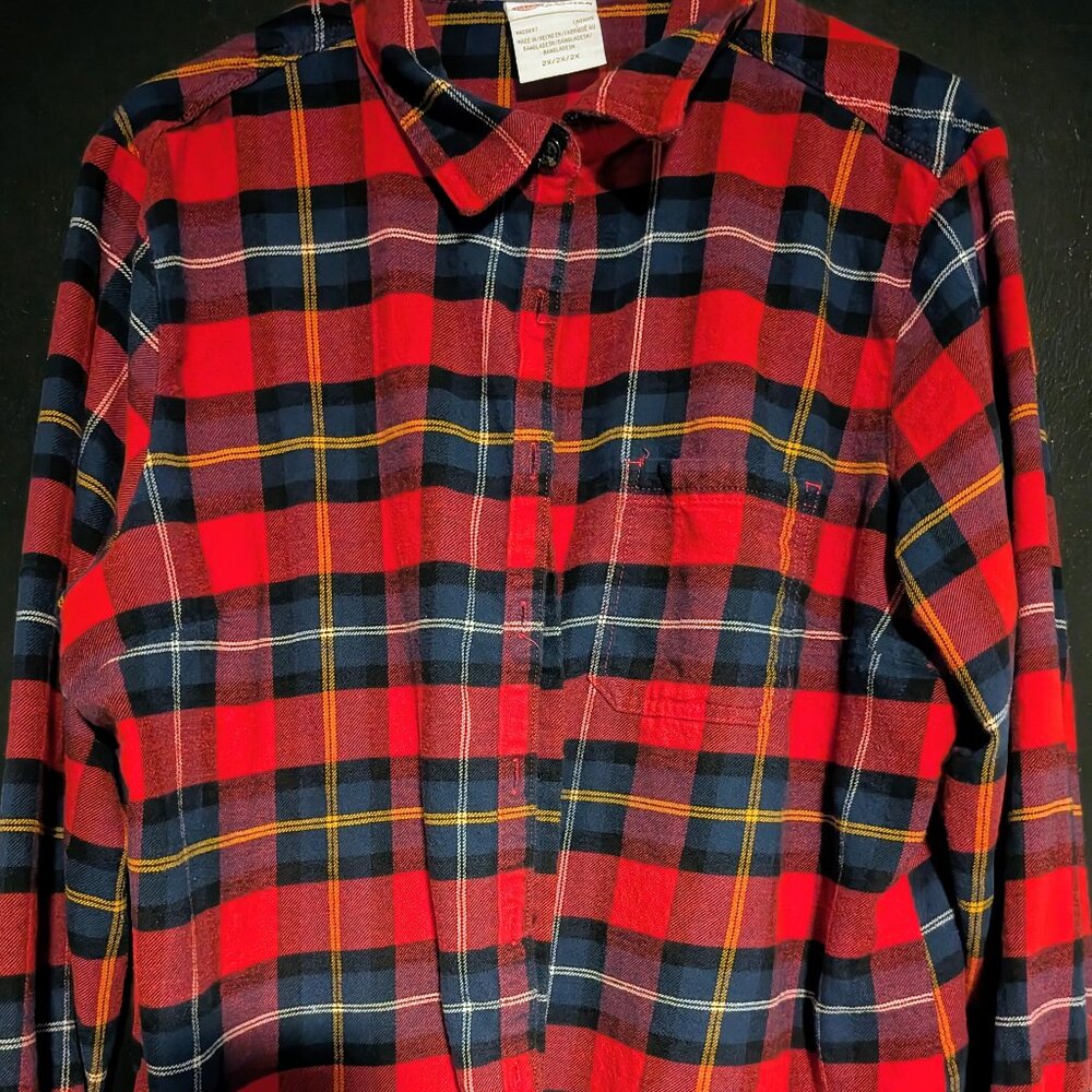 Dickies Red and Blue plaid flannel shirt, size XXL